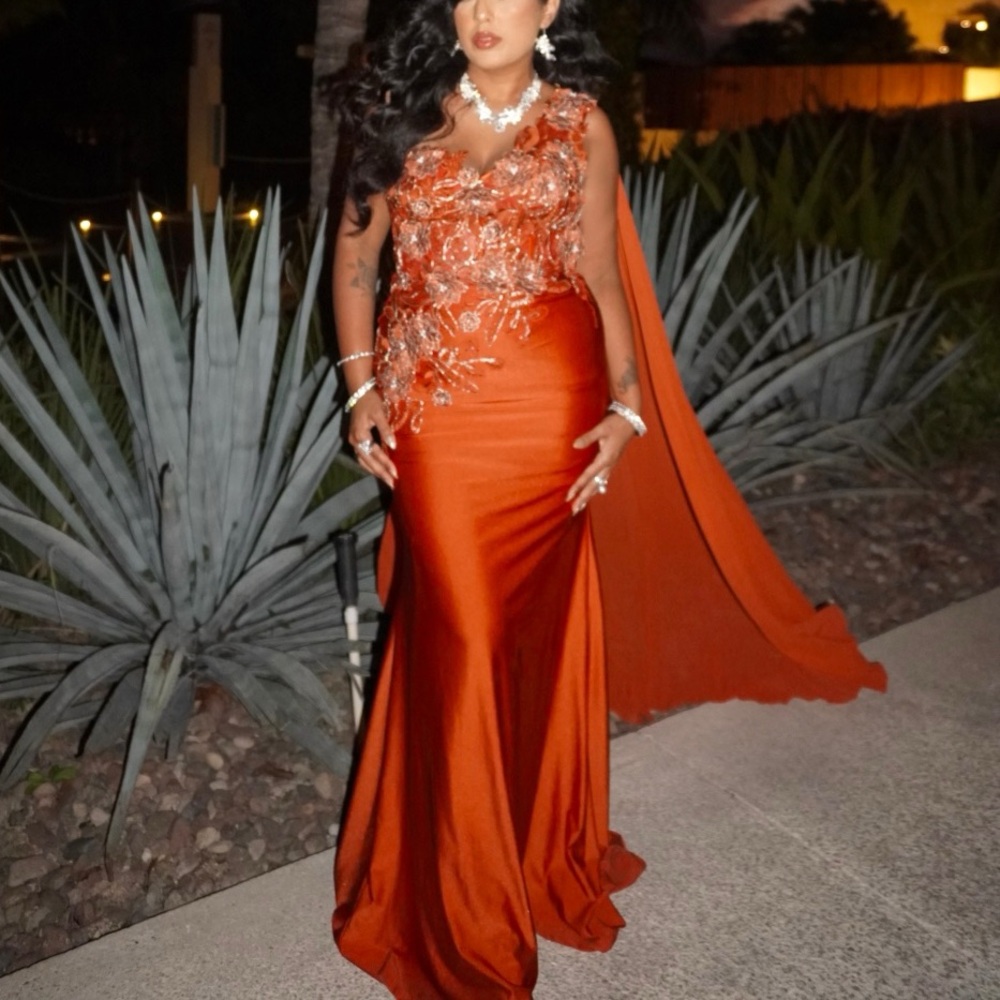 May Queen One-Shoulder Orange Gown